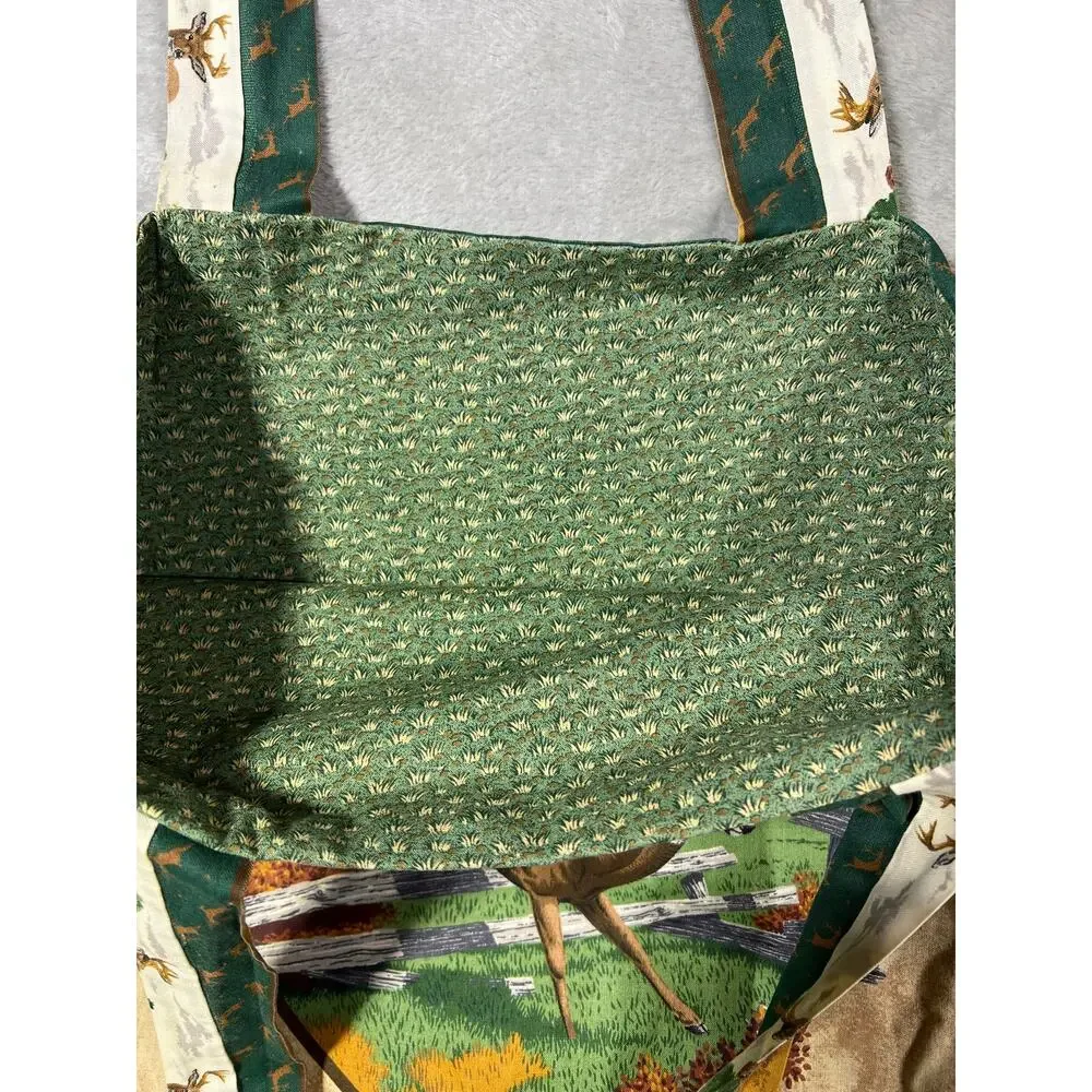 Handmade Deer Outdoors Print Tote Bag Nature Forest Shoulder Bag Canvas Style - Picture 6 of 10
